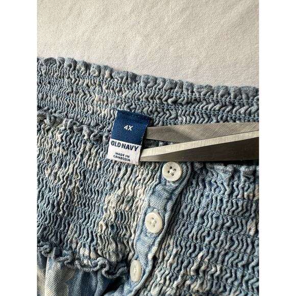 Old Navy Chambray Floral Tiered Midi Dress 4XL Smocked Beach Cruise Vacation - Picture 4 of 10